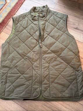 J.Crew Quilted Olive Sleeveless Jacket Vest